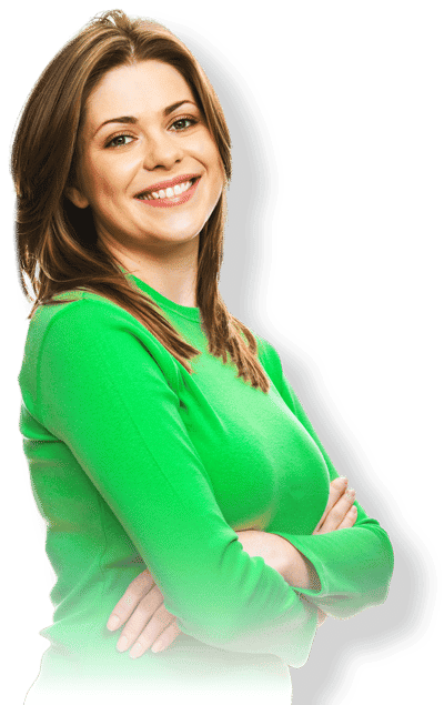 Woman in green smiling